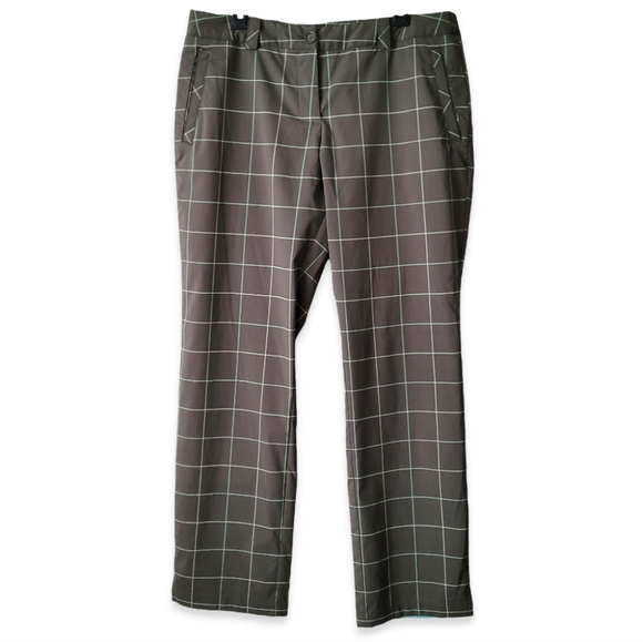 NIKE Golf Tour Performance Women's Green Plaid Dri-Fit Trouser Pants Size 12 - Picture 15 of 15